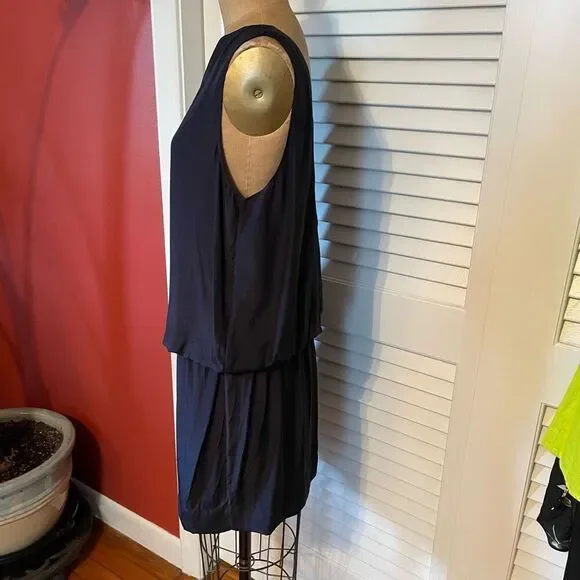 NILI LOTAN | navy blue silk backless dress M - Picture 6 of 13